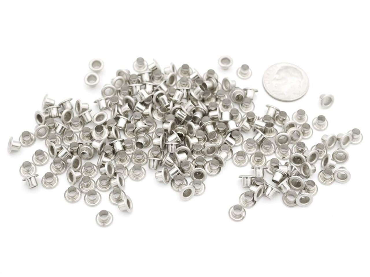 200 Pieces 1/8 Inch ID Grommets Eyelets 3MM Hole Self Backing Eyelet for Bead Cores, Clothes, Leather, Canvas (Silver)